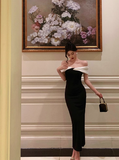 Elegant Sheath Off The Shoulder Black 18th Birthday Dress Party Gown Birthday Outfits Birthday Dress Ideas For Women HZ1121