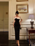 Elegant Sheath Off The Shoulder Black 18th Birthday Dress Party Gown Birthday Outfits Birthday Dress Ideas For Women HZ1121