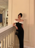 Elegant Sheath Off The Shoulder Black 18th Birthday Dress Party Gown Birthday Outfits Birthday Dress Ideas For Women HZ1121