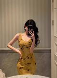Elegant Sheath V Neckline Yellow 18th Birthday Dress Party Gown Birthday Outfits Birthday Dress Ideas For Women HZ1121