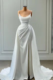 Beautiful White Long A-line Spaghetti Straps Wedding Dresses With Beads Brides Dress HZ1121