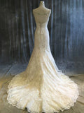 Beautiful Beading V-neck Trumpet/Mermaid Lace Tulle Wedding Dress Brides Dress HZ1121