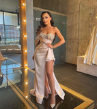 One Shoulder Beadings Prom Dress Mermaid Side Slit Birthday Outfits HZ1022