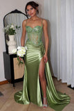 Sexy Silver Spaghetti Straps Mermaid Appliqued Prom Dress HZ1121