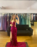 Purple Sequin Straps Mermaid Long Formal HZ0308