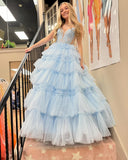 Straps Tulle Ruffle Long Formal HZ0308