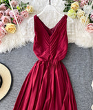 Simple V-neck Dress Sleeveless Dress HZ1022