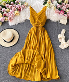 Simple V-neck Dress Sleeveless Dress HZ1022