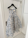 Sexy Ball Gown Sweetheart Floral Blue Summer Dress Holiday Party Outfits For Women HZ1121