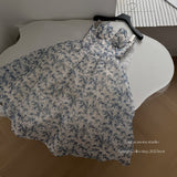 Sexy Ball Gown Sweetheart Floral Blue Summer Dress Holiday Party Outfits For Women HZ1121