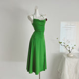 Sexy Mermaid Spaghetti Straps Satin Summer Dress Holiday Party Outfits For Women HZ1121