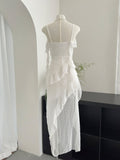 Sexy High Low Spaghetti Straps Floral Summer Dress Holiday Party Outfits For Women HZ1121