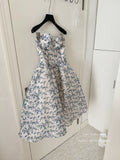 Sexy Ball Gown Sweetheart Floral Blue Summer Dress Holiday Party Outfits For Women HZ1121