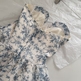 Sexy Ball Gown Sweetheart Floral Blue Summer Dress Holiday Party Outfits For Women HZ1121