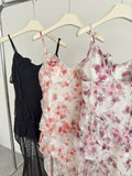 Sexy High Low Spaghetti Straps Floral Summer Dress Holiday Party Outfits For Women HZ1121