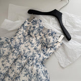 Sexy Ball Gown Sweetheart Floral Blue Summer Dress Holiday Party Outfits For Women HZ1121