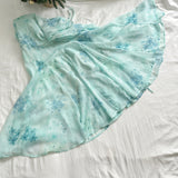 Sexy Mermaid Spaghetti Straps Floral Blue Summer Dress Holiday Party Outfits For Women HZ1121