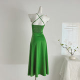 Sexy Mermaid Spaghetti Straps Satin Summer Dress Holiday Party Outfits For Women HZ1121