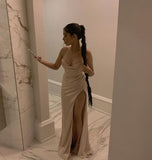 Sexy Birthday Dresses Halter Champagne Prom Dresses Birthday Outfits HZ1022