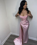 Sexy 17th Birthday Dresses Stapless Mermaid Prom Dresses for Black Girls Thigh-High Slits Pleats Beading Birthday Outfits HZ1022
