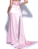 Sexy 17th Birthday Dresses Stapless Mermaid Prom Dresses for Black Girls Thigh-High Slits Pleats Beading Birthday Outfits HZ1022