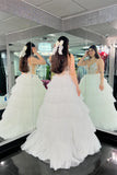 Straps Tulle Ruffle Long Formal HZ0308
